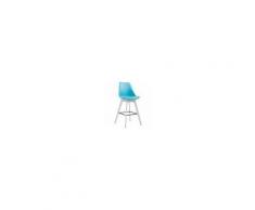 CLP Sgabello Alto Metz in Polipropilene Imbottito - Sgabello Bancone 4 Gambe I Sgabello Cucina con Poggiapiedi Design Tulip I Sedia Scandinava Carico Max 115 kg Blu Colore Base: Bianco