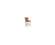 CLP Sgabello Imbottito Design Rétro Hanoi In Similpelle E Legno Con Schienale - Sedia Sgabello Alto Bar O Cucina Trapuntata H77CM Marrone Antico Chiaro