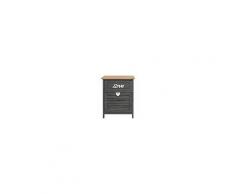 Mobili Rebecca Comodino Mobiletto 2 Cassetti Legno Grigio Vintage Camera Bagno