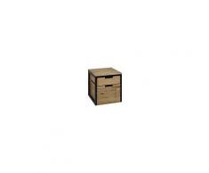 DS Muebles Comodino Icub3 Con Due Cassetti Estile Vintage 40x40x45cm Nero