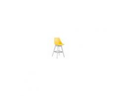 CLP Sgabello Alto Metz in Polipropilene Imbottito - Sgabello Bancone 4 Gambe I Sgabello Cucina con Poggiapiedi Design Tulip I Sedia Scandinava Carico Max 115 kg Giallo Colore Base: Bianco