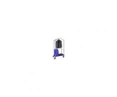 Gastrodomus Carrello portavaligie con appendiabiti in acciaio cromato - L 950 mm x P 550 mm x 1830 mm