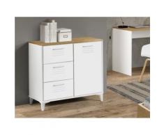 Credenza SEATTLE - 1 anta e 3 cassetti - MDF - Colore: Bianco