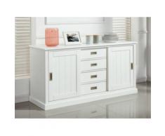 Credenza XL GUERANDE - 2 ante, 4 cassetti - Legno di pino bianco