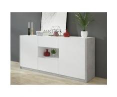 Credenza PARKER - 2 ante e 2 cassetti - Colore: Bianco e Calcestruzzo