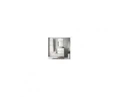 Bagno Mobile a terra 60 cm in legno laccato Bianco lucido con lavabo in porcellana Con colonna, specchio e lampada LED
