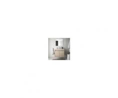 Bagno Mobile sospeso 70 cm in legno marrone Caledonia con due ante Con Doppia colonna, Specchio e Lampada Led
