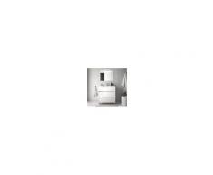 Bagno Mobile a terra 80 cm in legno laccato Bianco lucido con lavabo in porcellana Con specchio e lampada LED
