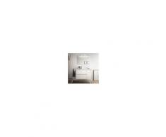 Bagno Mobile sospeso 85 cm in legno laccato bianco lucido con lavabo in porcellana Con specchio e lampada LED