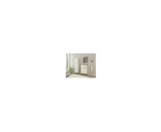 Bagno Mobile a terra 55 cm Ambra in legno Rovere Bianco con Lavabo in ceramica Con specchio e lampada LED - 55 cm - Rovere Bianco