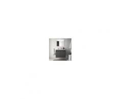 Bagno Mobile sospeso 70 cm in legno grigio opaco con due ante Con specchio e lampada LED