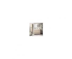 Bagno Mobile a terra 100 cm in legno marrone Caledonia con lavabo in porcellana Con specchio e lampada LED