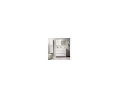 Bagno Mobile a terra 100 cm in legno laccato Bianco lucido con lavabo in porcellana Con specchio e lampada LED