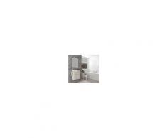 Bagno Mobile sospeso 55 cm Holly in legno Rovere Bianco con Lavabo in ceramica Con specchio e lampada LED - 55 cm - Rovere Bianco
