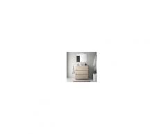 Bagno Mobile a terra 80 cm in legno marrone Caledonia con lavabo in porcellana Con specchio e lampada LED