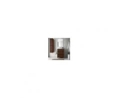 Bagno Mobile a terra 60 cm in legno marrone Acacia con lavabo in porcellana Con specchio e lampada LED