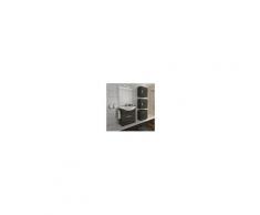 Bagno Mobile sospeso 55 cm Holly in legno Rovere Scuro con un cassettone e Lavabo in ceramica Rovere scuro - Con specchio e lampada LED - 55 cm