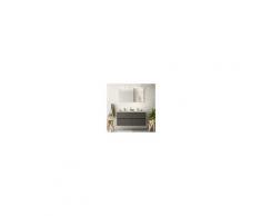 Bagno Mobile sospeso 120 cm in legno grigio opaco con lavabo in porcellana Con specchio e doppia lampada LED