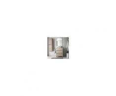 Bagno Mobile a terra 60 cm in legno marrone Caledonia con lavabo in porcellana Con Doppia colonna, Specchio e Lampada Led