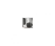 Bagno Mobile a terra 60 cm in legno grigio opaco con lavabo in porcellana Con specchio e lampada LED