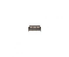 Outsunny Divano 3 Posti da Esterni in PE Rattan con Cuscini a Righe Grigio 173x68x78cm