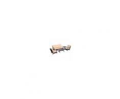 Outsunny Set Arredamento Esterno in Rattan Divano e Poltrone con Cuscini, Marrone e Beige