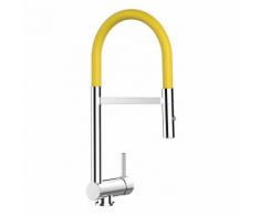 Rubinetto abbattibile miscelatore lavello fontana cucina VIZIO canna colore GIALLO abbattibile 6 cm