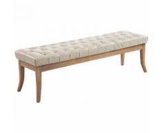 Panca design RAMSES in similpelle e legno chiaro antico Crema 150 cm