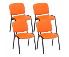 Set 4 Sedie Ufficio Visitatore Ken Imbottite In Similpelle Arancione