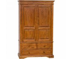Armadio Country in legno massello di tiglio finitura noce L120xPR59xH197 cm. Made in Italy