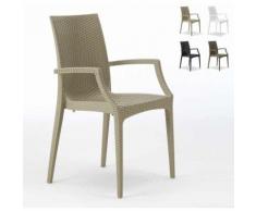 Sedie poltrona con braccioli bar giardino Poly rattan BISTROT ARM Grand Soleil | Beige