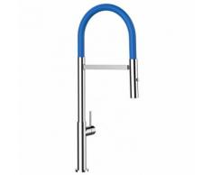 Rubinetto miscelatore lavello fontana cucina VIZIO minimal BLU con molla estensibile e doccia