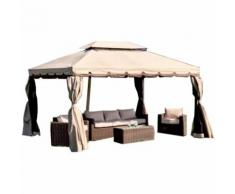 Gazebo alluminio Adventure 300x400x270h con top in poliestere ecrù spalmato in pvc