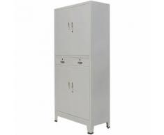 Armadio per Ufficio con 4 Ante Acciaio 90x40x180 cm Grigio