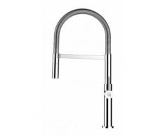 Rubinetto miscelatore lavello fontana cucina VIZIO minimal con molla estensibile e doccia