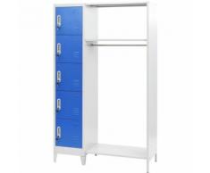 Armadietto con Appendiabiti Blu Grigio 110x50x180 cm in Metallo