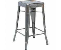 SKLUM Sgabello Medio LIX Piallato Acciaio Sala da Pranzo Cucina Bar Stile Industrial