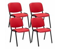 Set 4 Sedie Ufficio Visitatore Ken Imbottite In Similpelle Rosso