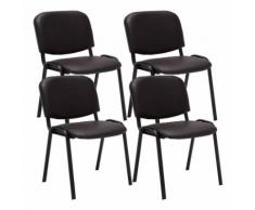 Set 4 Sedie Ufficio Visitatore Ken Imbottite In Similpelle Marrone