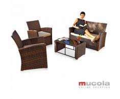 4 Pezzi In Rattan Set Di Sedute Set Di Mobili Da Giardino Polyrattan Divano Mobili Da Salotto M01