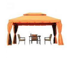 Outsunny Gazebo Padiglione da giardino in Metallo, arancione, 3x4m
