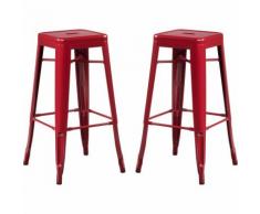 SKLUM Pack 2 Sgabelli Alti LIX Rosso Bordeaux Sala da Pranzo Cucina Bar Stile Industrial