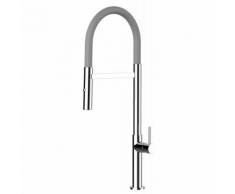 Rubinetto miscelatore lavello fontana cucina VIZIO minimal GRIGIO con molla estensibile e doccia
