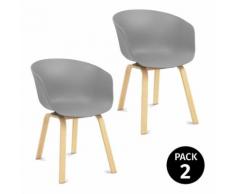 Pack 2 sedie da pranzo grigio da sala da pranzo cucina a tulipano design nordico con braccioli