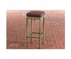 Sgabello polyrattan Alia con imbottitura Tondo/natura Marrone terra