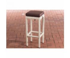 Sgabello polyrattan Alia con imbottitura Tondo/bianco perla Marrone terra