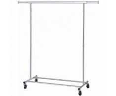 Stand Appendiabiti Portabiti Metallico Cromato Carico Massimo 90kg con Rotelle Qualità Industriale