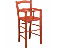 Seggiolone in legno massello di faggio finitura rosso laccato L46xPR46xH101 cm Made in Italy
