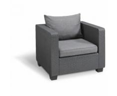 Poltrona sedia da giardino per esterno con cuscini in resina Rattan Grafit