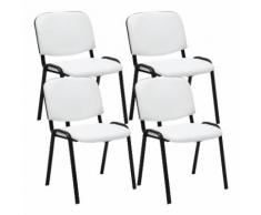 Set 4 Sedie Ufficio Visitatore Ken Imbottite In Similpelle Bianco